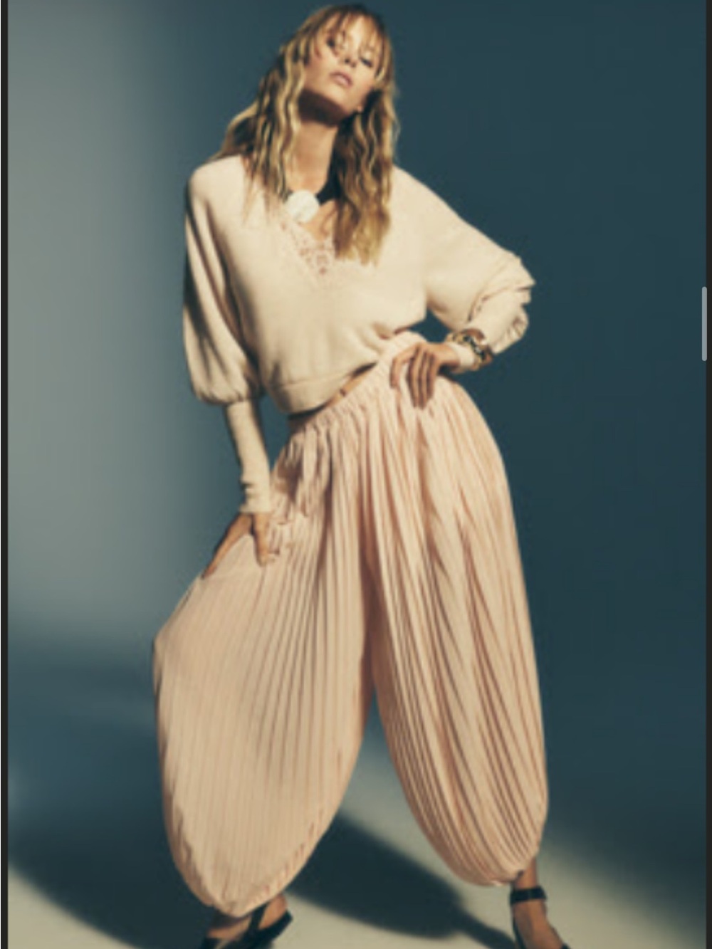 Wide-Leg Pleated Balloon Pants - Soft Blush Mare Mare Anthropologie Pink